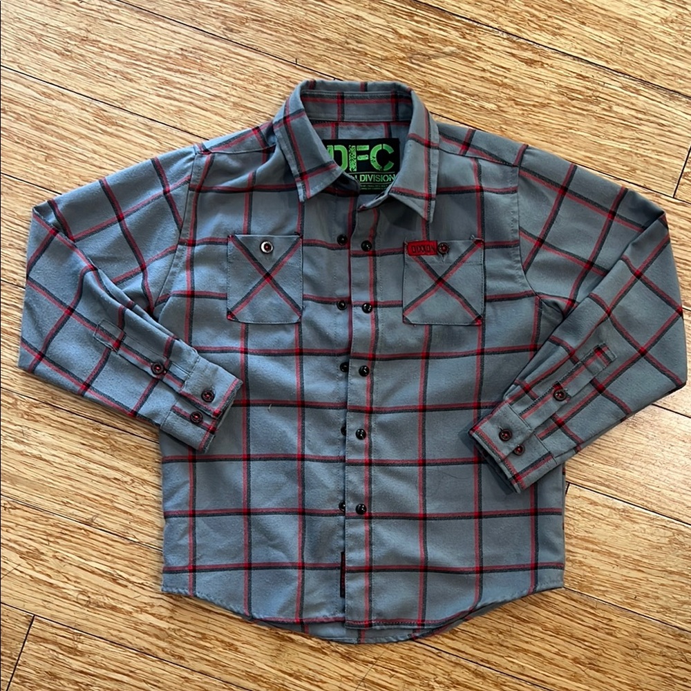 DIXXON Slate Blue and Burgundy Plaid Button Down Shirt